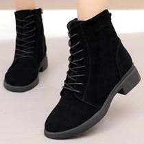 Frosted Leather Plus Size Medium Boots Women 40-43 Spring Flat British 2021 Women Boots Fashion Joker Martin Boots