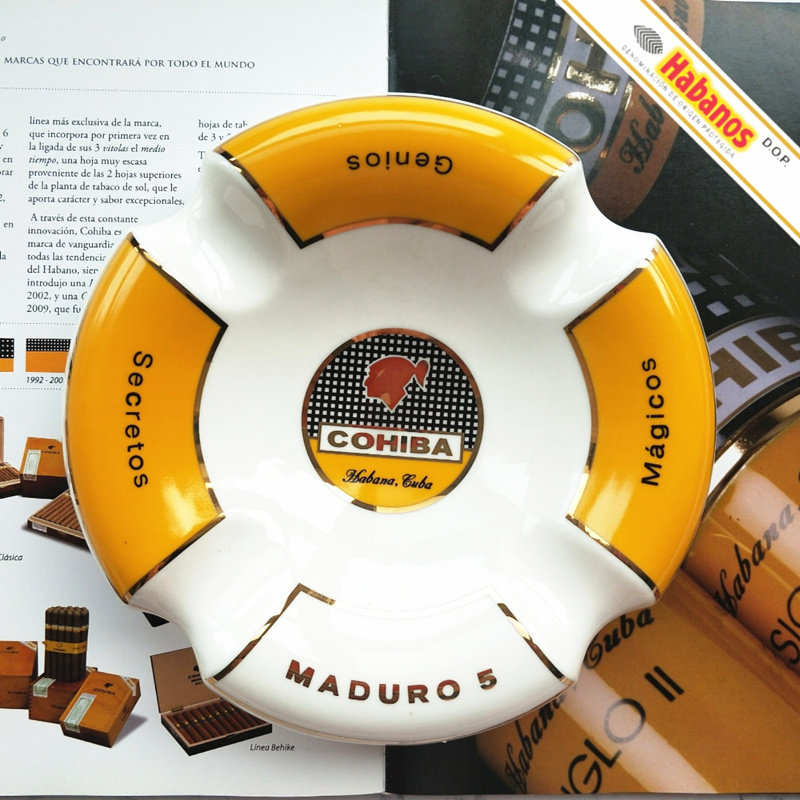 Hot sale Cuban Ghosh Ba Maduro cigar ceramic ashtray four cigars exclusive men's high-end gifts