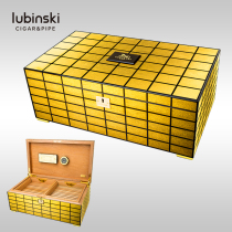 Lubinski upscale cigar box limited in real gold foil large capacity Spanish cedar wood moisturizing box
