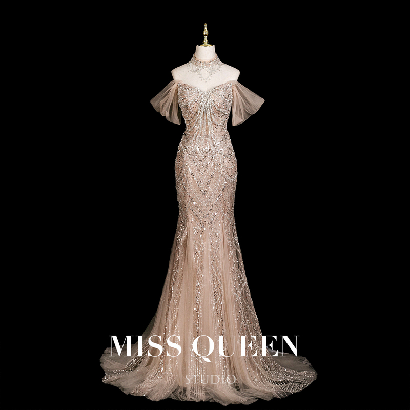 Missqueen High-End Luxury Exquisite Wedding Bride's Toast Dress Banquet Annual Meeting Evening Dress Host