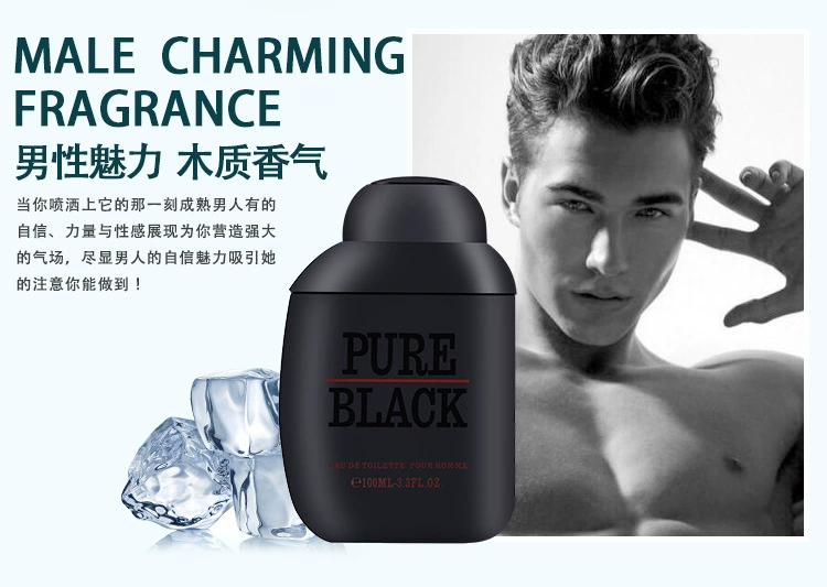 Mùi hương xuyên biên giới PURE BLACK Men Hương thơm 100ml Hương thơm da hương thuốc lá lâu dài - Nước hoa