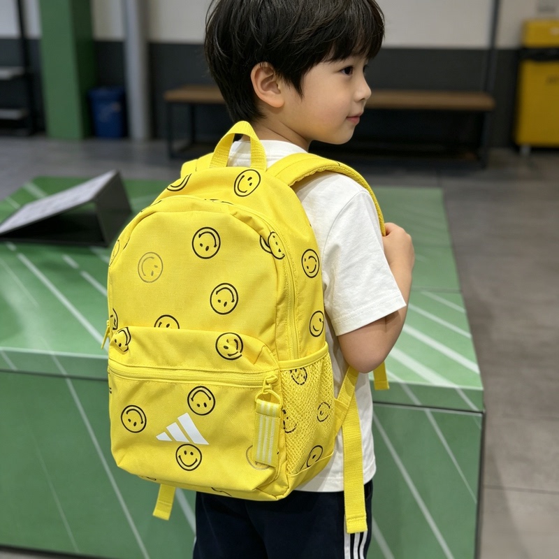 Adidas Adidas Yellow Smiley Face Backpack Kidsren's Student Snack Bag Cartoon Kindergarten School Bag for Men and Women