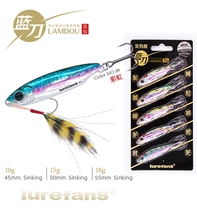 Road Sub-Hair Burning Friend Great River Running Blue Knife Iron Plate Double Hook Far Throw Lujah Bait Teeterfish Sea Bass Trout 10g