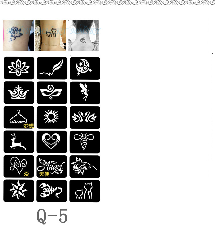 Henna tattoo kem sắc tố màu xanh lá cây Ấn Độ bút han Naina tranh màu pattern tay body painting body không phai hình xăm dán chữ