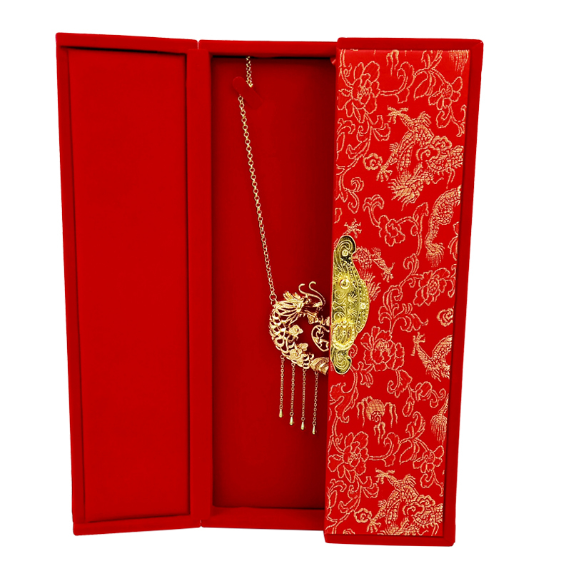 Gold Jewelry Box, Red Velvet Brocade Necklace Box, Pork Chop Box, Gift Packaging Storage Box, Wedding Celebration Bride's Dowry Box Gold Jewelry Box, Red Velvet Brocade Necklace Box, Pork Chop Box, Gift Packaging Storage Box, Wedding Celebration Bride's Dowry Box