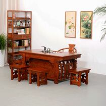 Solid Wood kung fu tea table and chair carved general table Mo Xie tea table manufacturers promotion price send wooden frame induction cooker