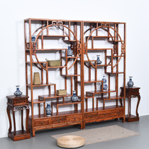 Factory direct sale Bogu frame solid wood antique Dobao Pavilion Classical Elm multi-function bookshelf