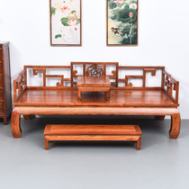 Classical modern Chinese style solid wood Luohan bed Ming and Qing sofa bed Elm Luohan bed antique hook Luohan bed