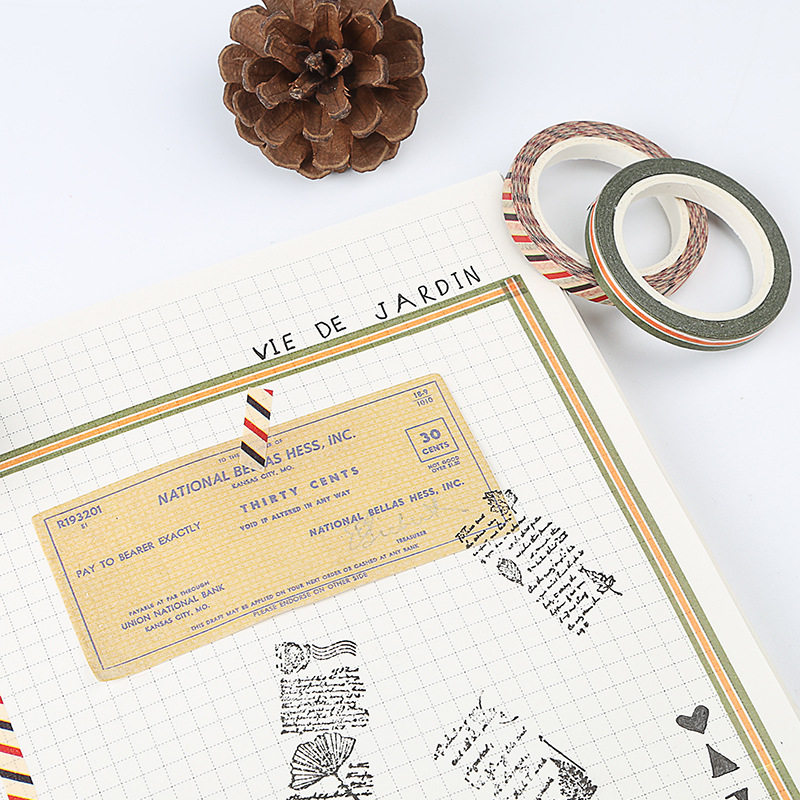 And paper tape diary hand ledger sticker extremely fine decorative sub-cut line can tear no mark This kraft paper adhesive