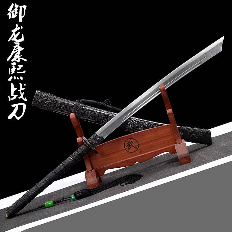 Longquan City Lengthened version of flower pattern steel torsion grain dragon Kangxi battle knife sword cold weapon unopened blade-Taobao
