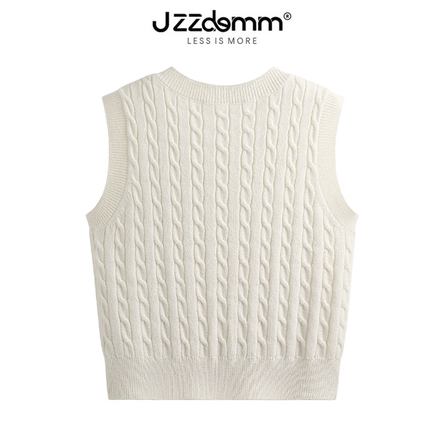 Jiuzhou Eslite/JZZDEMM ໝີ embroidered twist knitted vest vest for women slim fit layered top trendy