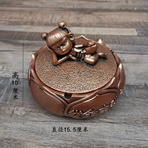 Large Chinese style Nezha windproof with cover ashtray living room retro high-end handicraft ornaments creative personality gifts