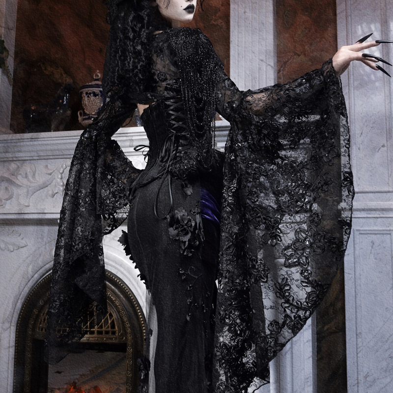 Blood Supply Original ◆ Day of Mourning, Gothic European Design, Gorgeous Beaded Sleeves, Vest, Outerwear Top