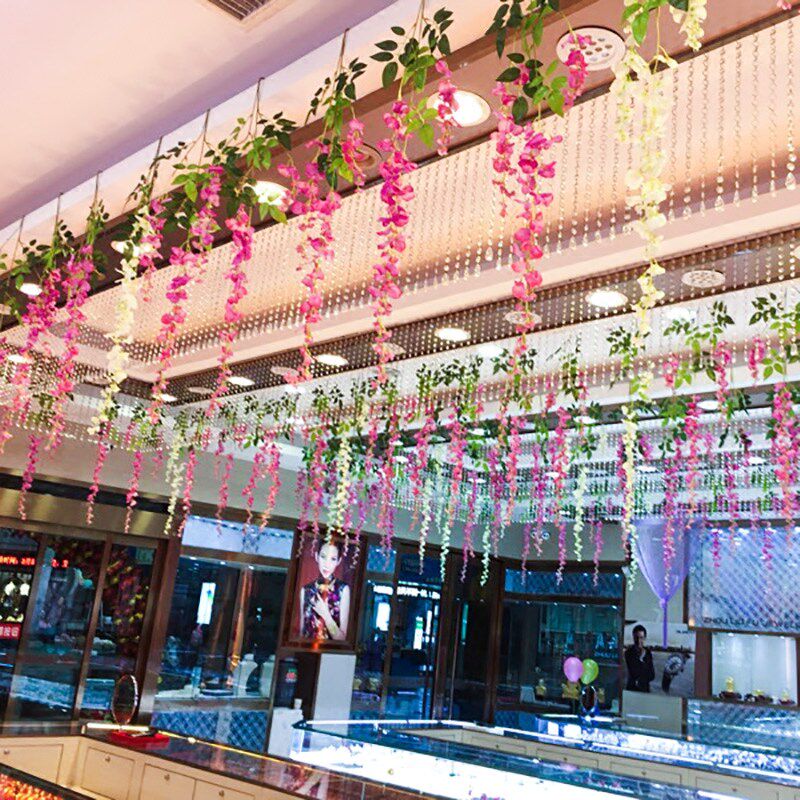 Spring Atmosphere Paving Adornment Emulation Plastic Purple Vines Vine Strips Fake Overhanging Ceiling Jewellery Shop Mall Active Placement