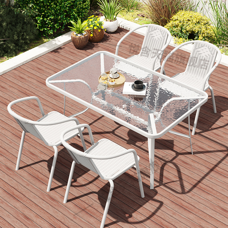 Outdoor Table and Chairs, White Courtyard Open-Air Leisure Set, Waterproof and Sun-Resistant, for Outdoor Yard Tea Drinking, Suitable for Guesthouses and Outdoor Seating Outdoor Table and Chairs, White Courtyard Open-Air Leisure Set, Waterproof and Sun-Resistant, for Outdoor Yard Tea Drinking, Suitable for Guesthouses and Outdoor Seating
