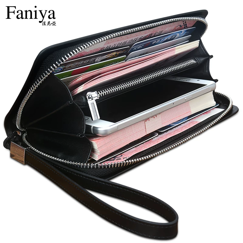 Wallet, leather hand loop bag, capacious card holder, genuine leather