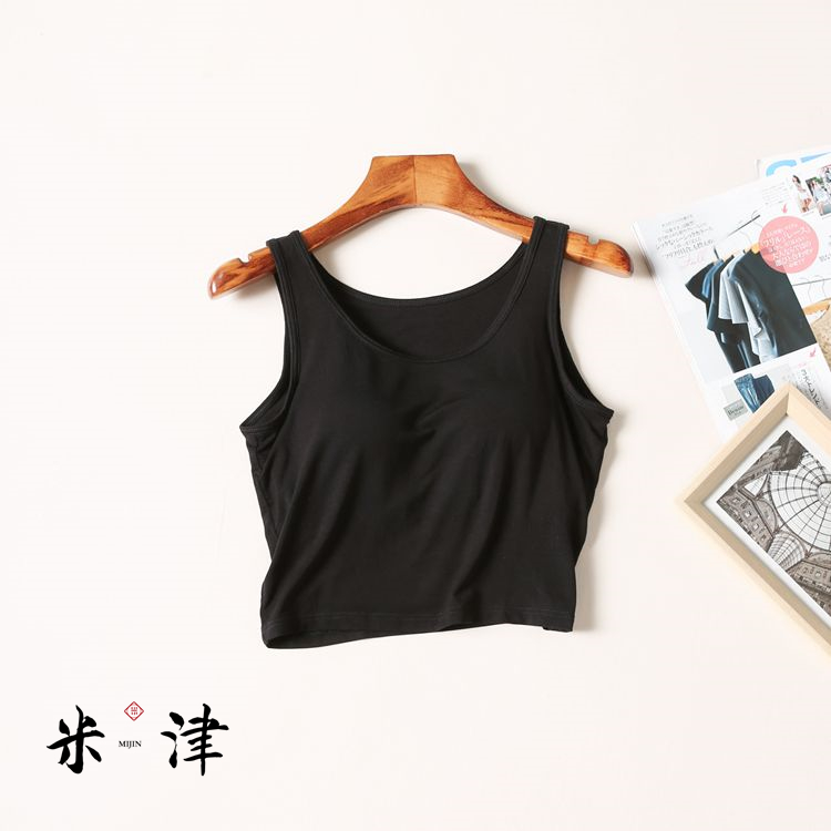 Áo vest ngắn ống áo ngực nữ modal với miếng đệm ngực lộ rốn miễn phí mặc áo ngực một dây quấn ngực đồ lót áo ngực bra