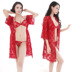 Sexy váy ngủ cực cám dỗ nữ ren sling kích thước lớn trong suốt ba mảnh mùa đông đồ lót trong suốt đồ lót đẹp Đêm đầm