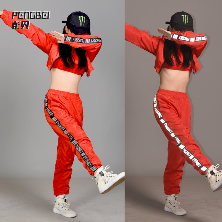 Sports suit women string high waist jacket dance high waist coat dance team customized 542N
