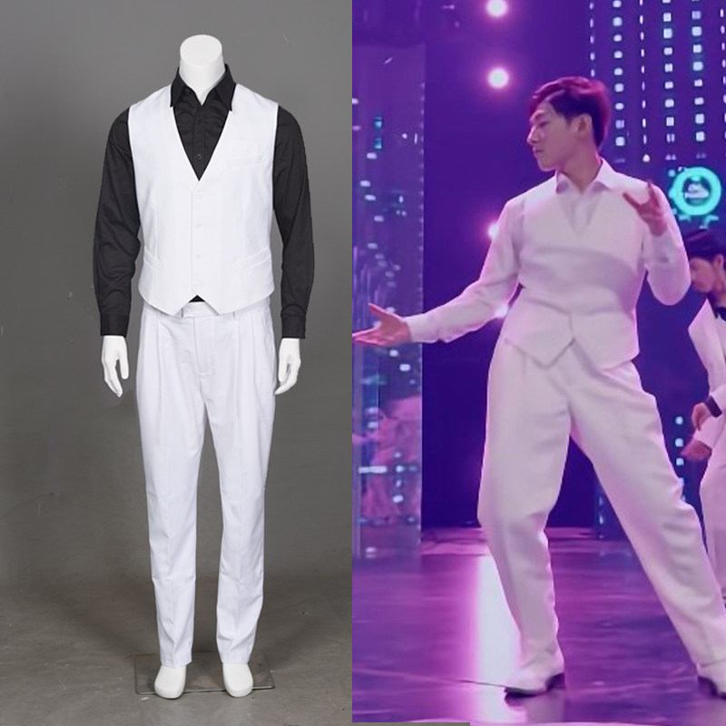 Hip-hop Han Yu same style locking vest trousers mechanical dance loose suit Qi dance team custom 075