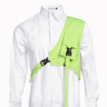 Hip hop wave male half waistcoat overalls functional wind with slanted shoulder vest bag less children Street dance team customised 615