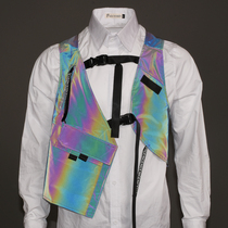 Tooling functions waistcoat Colourful Reflective Asymmetry Tactical Vest Hip Hop Little Street Dance Team Custom 617