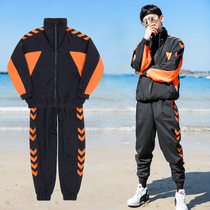 bboy sports suit tide stars the same speed dry ice silk hip hop hit two sets street dance team custom 236