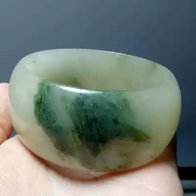 Xinjiang natural jade Gobi Jade Gold silk Jade Kunlun Cui wide bracelet