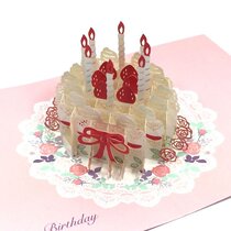  Japanese creative design high-end birthday cake greeting card 3D three-dimensional paper carving blessing gift card celebration candle card