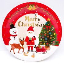  MOKA new Christmas paper plate Disposable paper plate bronzing film Cute Christmas Eve decoration Christmas party