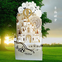 Korean creative best friend wedding blessing hollow greeting card American European newcomer wedding gift card gilded happiness Castle