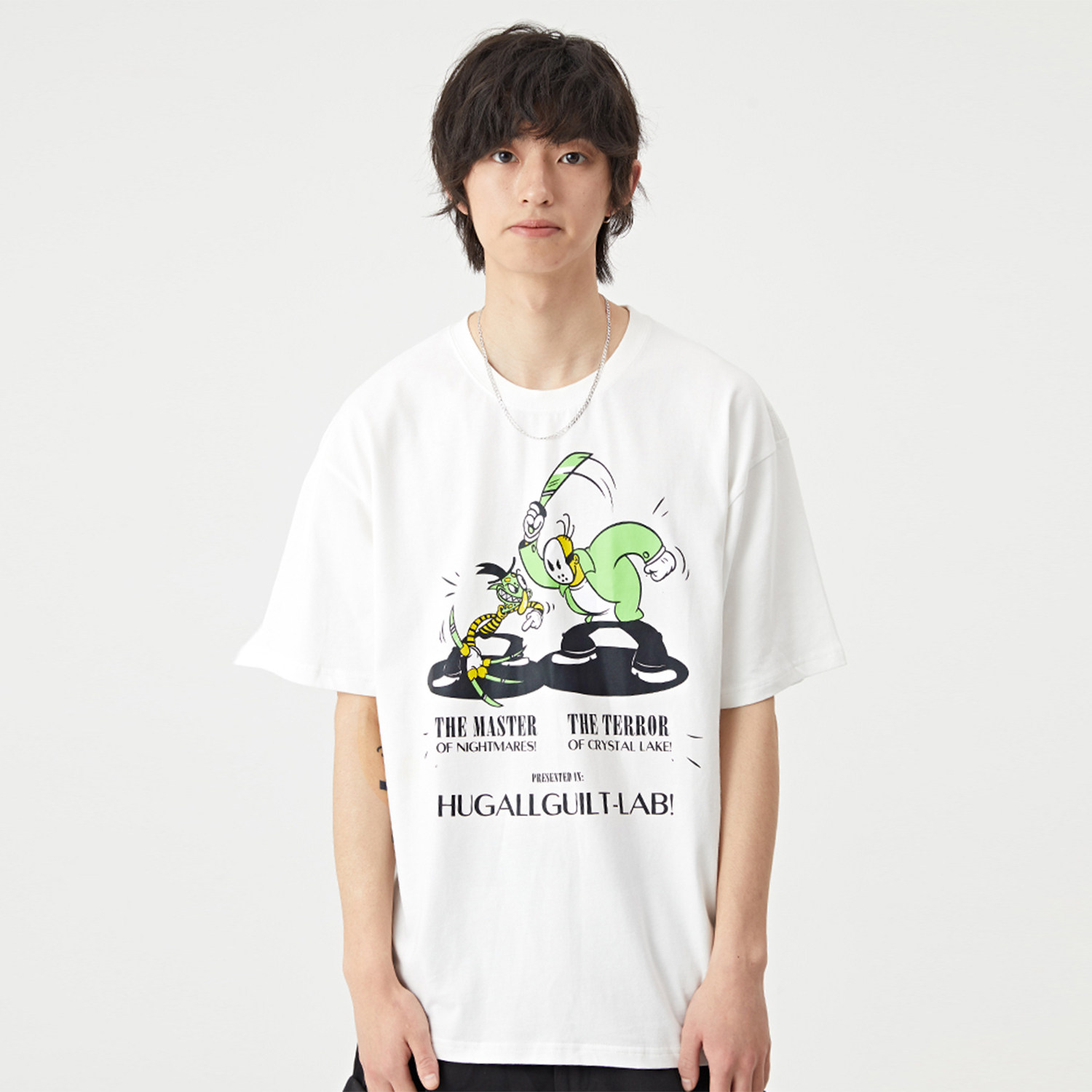 HUGALLGUILT summer cartoon monster short-sleeved trend couple national tide brand casual loose T-shirt men and women