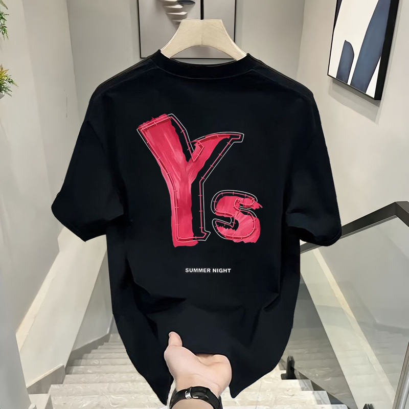 American-Style Trendy Brand Design Colorful Letter Pure Cotton Round Neck Short-Sleeve T-Shirt for Men, Versatile Summer Cool and Stylish Tee American-Style Trendy Brand Design Colorful Letter Pure Cotton Round Neck Short-Sleeve T-Shirt for Men, Versatile Summer Cool and Stylish Tee