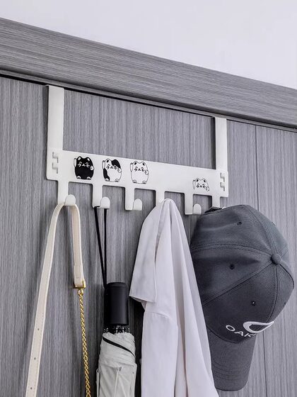 无痕门后挂钩家用免打孔卧室门上置物架子壁挂创意连排挂架挂衣架