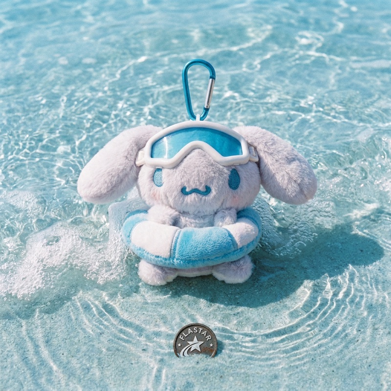 Japanese Flastar Blue and White Swimming Ring Cinnamoroll Bag Pendant 10cm Plush Keychain Ornament Gift for Girlfriend