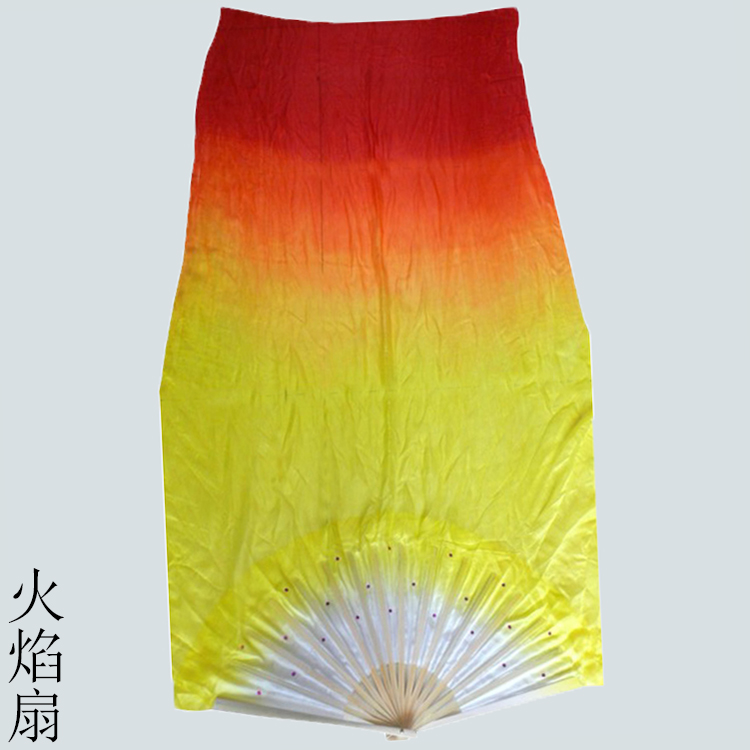 Real Silk Dance Fan Whip fan Lengthened Asymptotic color classical dance fan Dance Skill Performance Fan Bamboo Bone