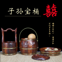 Wedding supplies Mahogany solid wood descendants bucket three-piece wedding descendants bucket dowry decoration Wedding toilet large