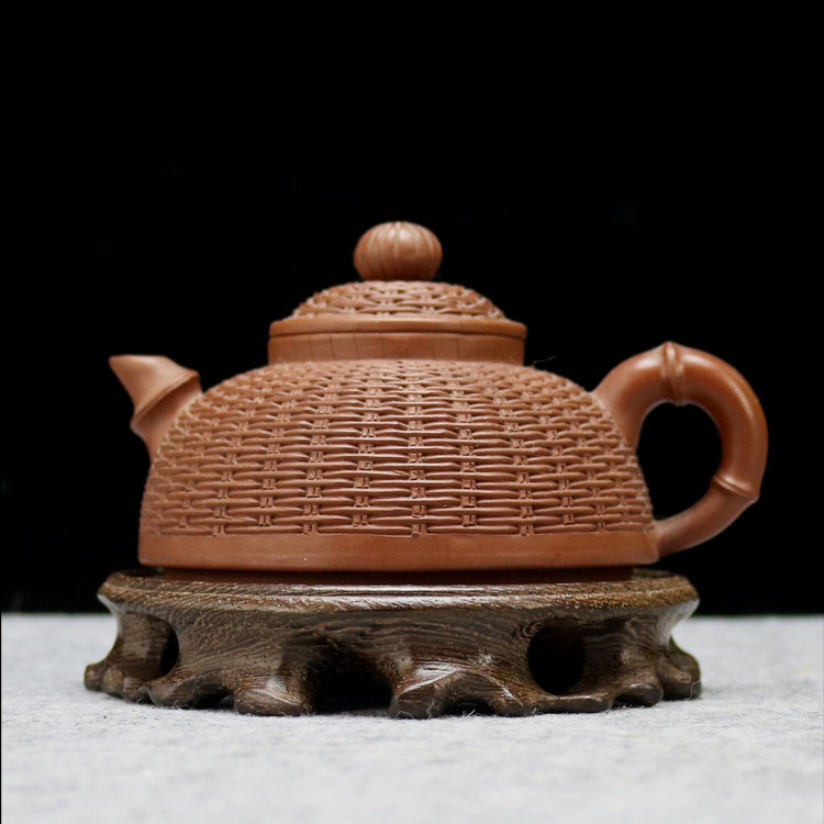Nồi gỗ rắn cơ sở cơ sở tea set ấm trà chủ nồi hỗ trợ nồi pad cách nhiệt nồi cát màu tím Chengmu lễ trà zero trận đấu bình thủy tinh pha trà