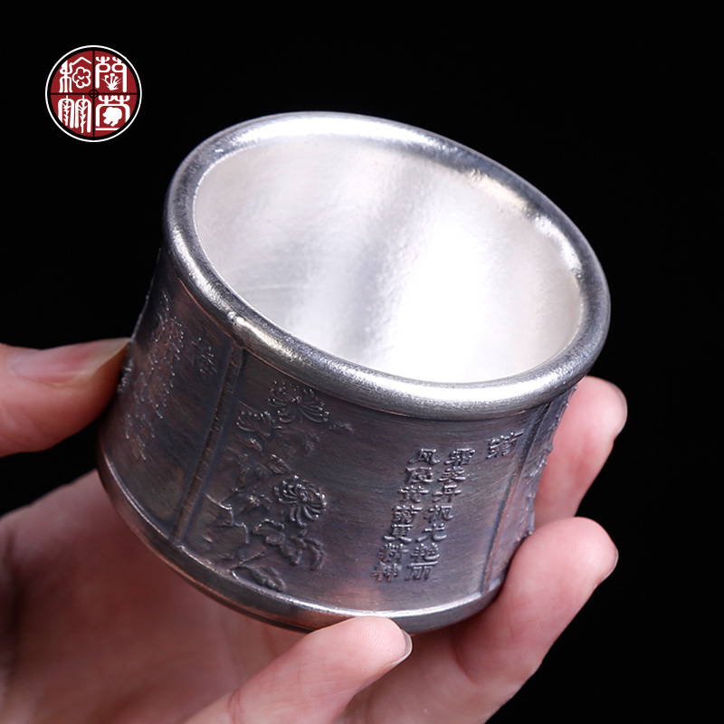 By patterns ceramic cup turnkey sterling silver with silver cup single pure manual coppering. As kongfu master CPU