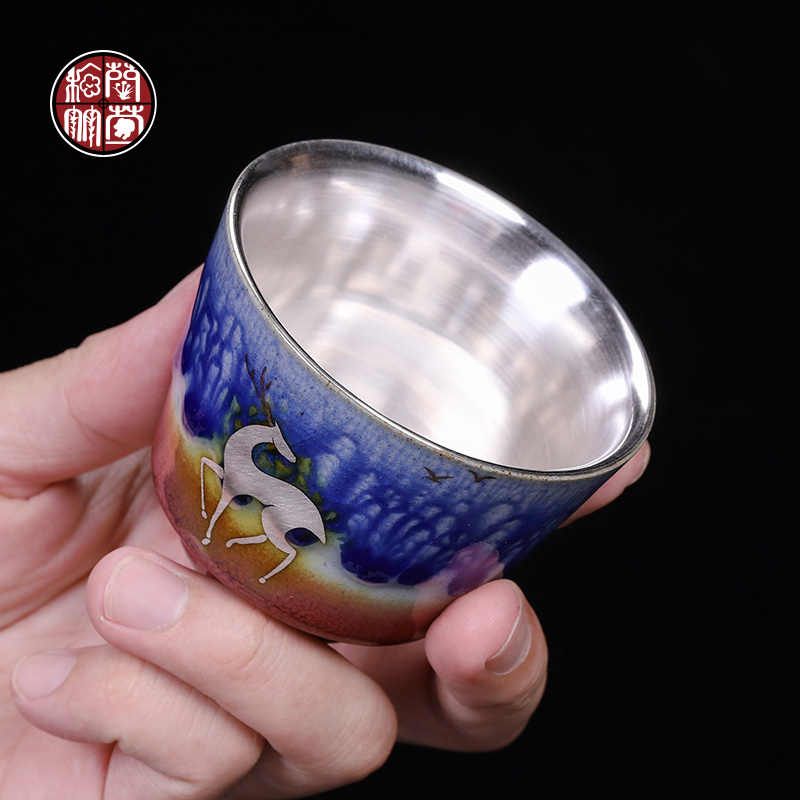Jingdezhen up kung fu tea gift box sets checking ceramic tasted silver gilding masters cup large household sample tea cup