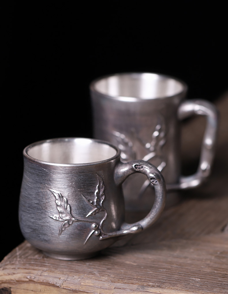 Silver ceramic cups tasted Silver gilding relief package Silver restoring ancient ways with the office tea cup single master cup size