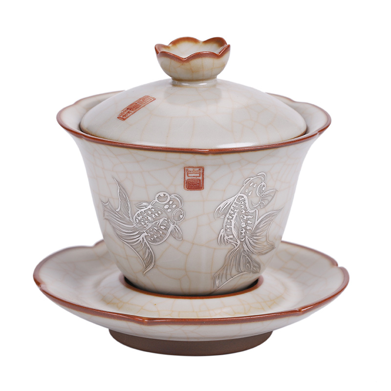 Open the slice your up tureen single pure manual large kunfu tea cups three bowl of archaize ceramic hand - made tea bowl