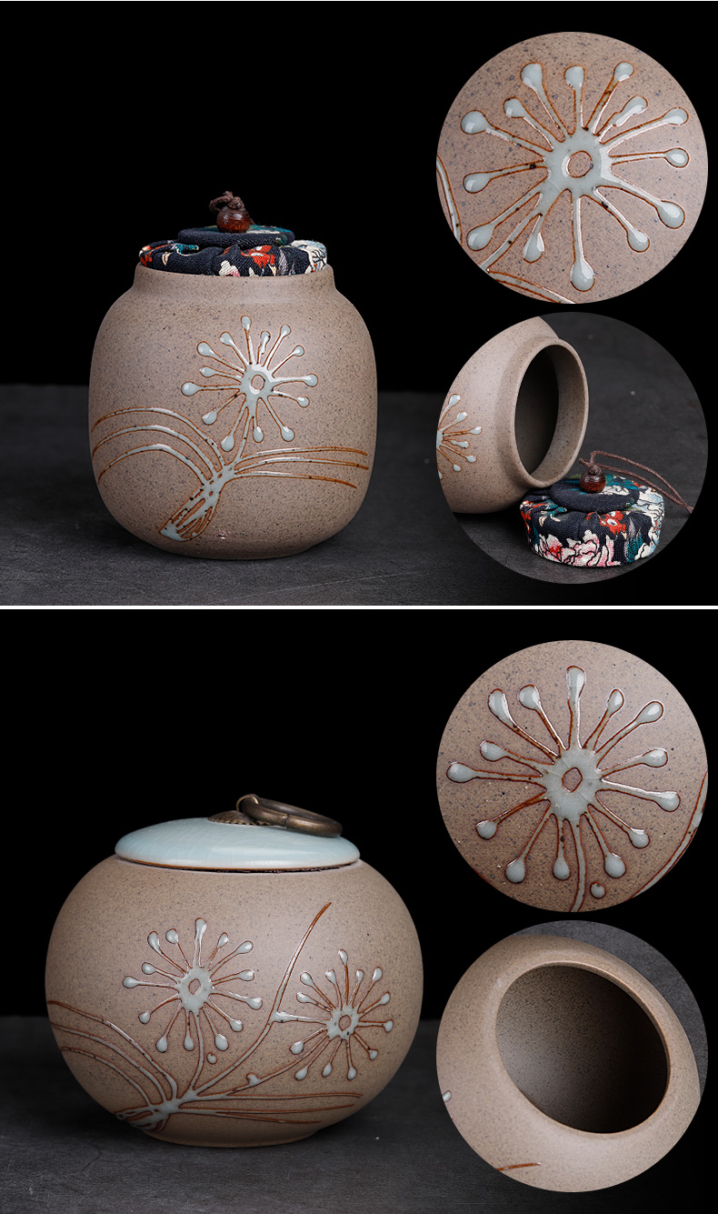 Soil canned caddy fixings household coarse ceramic pot small POTS canister to restore ancient ways small seal pot old with cover
