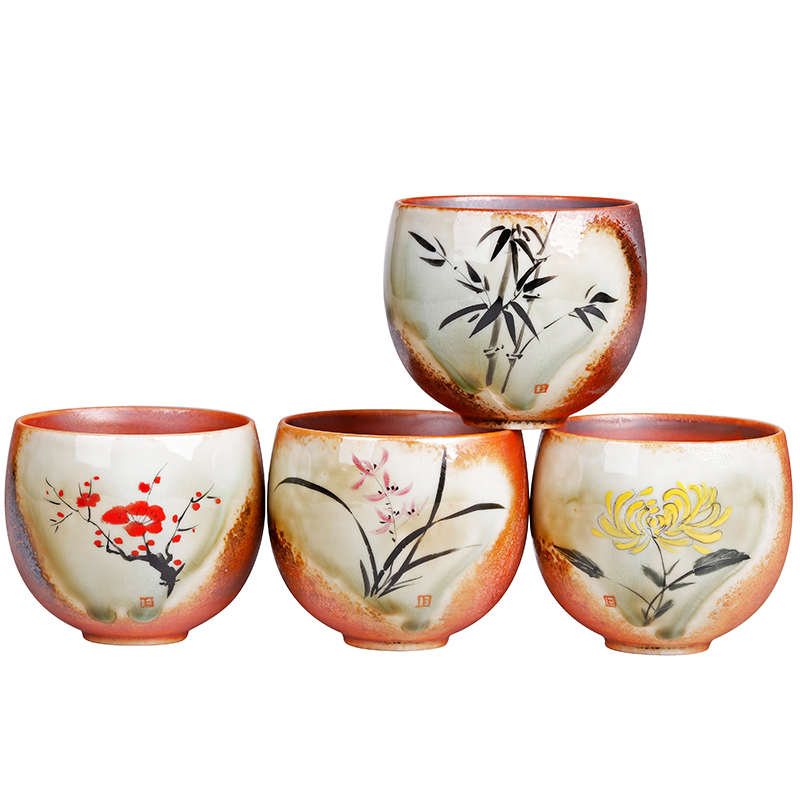 Ms hand - made of wood, beaker master cup single cup men 's high - end checking ceramic cups variable sample tea cup gift boxes