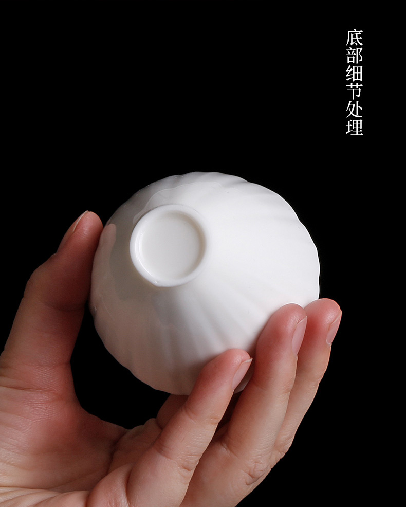 White porcelain individual sample tea cup master single cup tea cup ceramic thin body small individual move kung fu tea cup mat