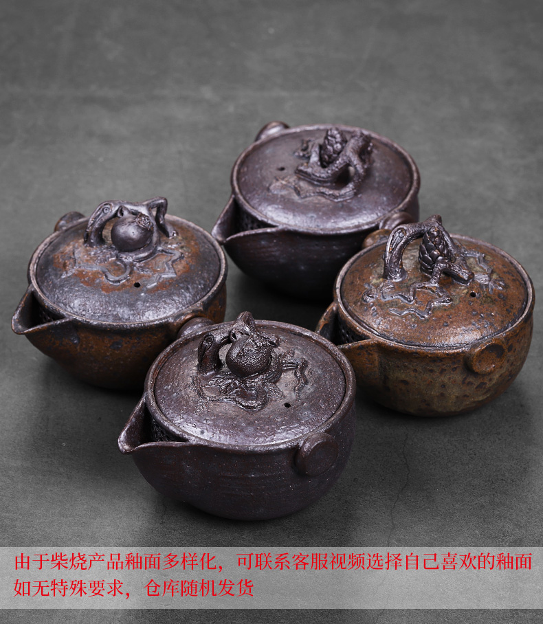 Archaize firewood teapot small ceramic up hand grasp pot of pure manual household kung fu tea pot with filter single pot