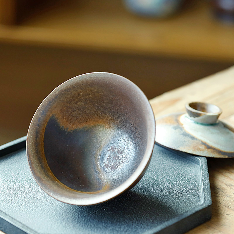 Jingdezhen firewood orphan works hand made 】 【 tureen tea cup pure manual dust tea tea bowl of a single nature