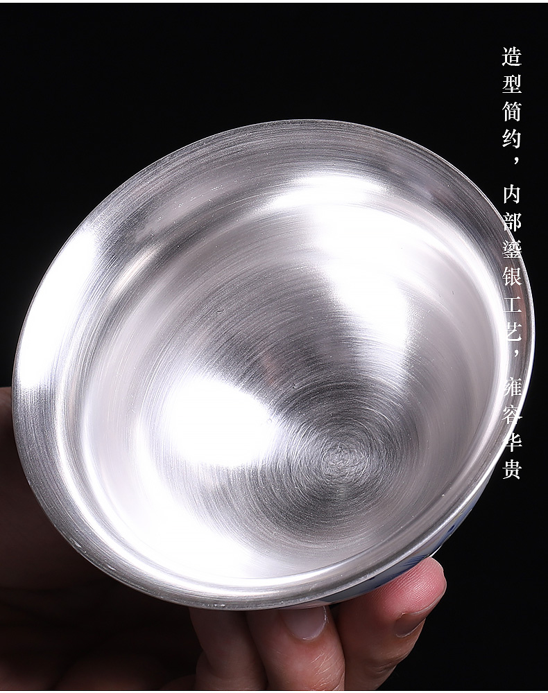 Tasted silver gilding master of blue and white porcelain cup home checking ceramic tea cup kung fu tea tea light small bowl