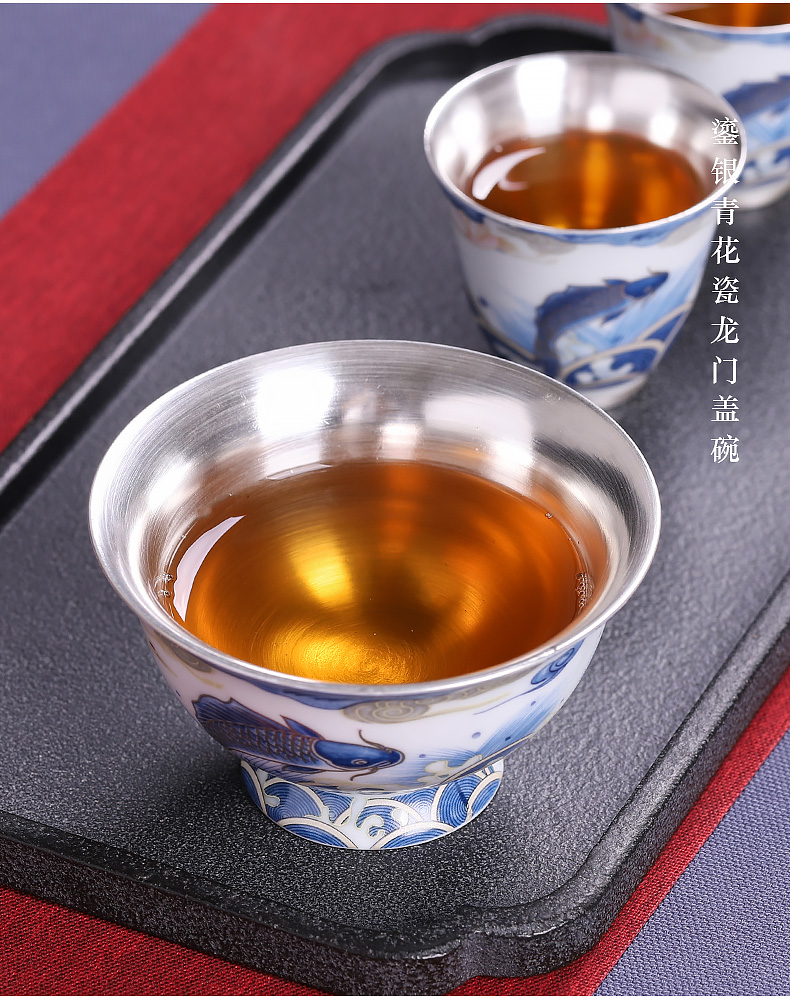 Tasted silver gilding master of blue and white porcelain cup home checking ceramic tea cup kung fu tea tea light small bowl