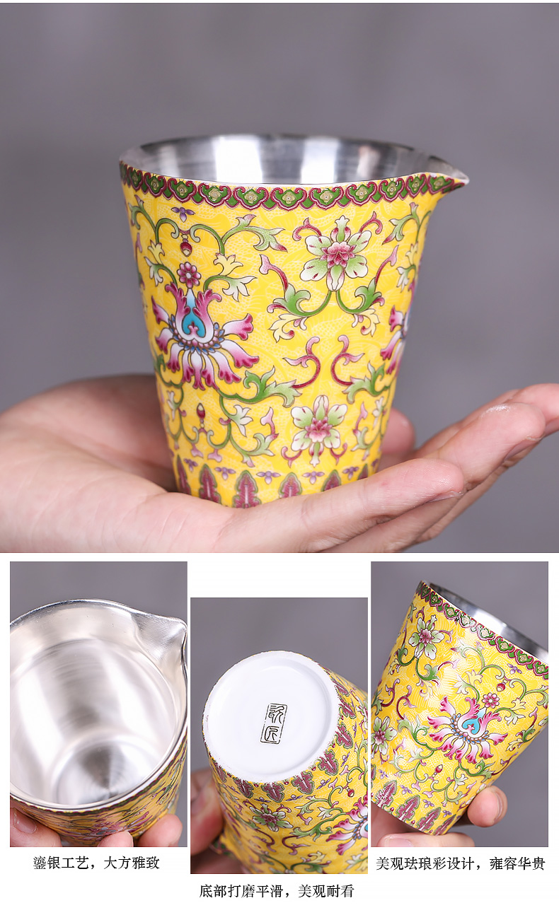 Chinese colored enamel coppering. As silver tea sets a visitor office of a complete set of ceramic tea tureen tea cups household 6 people